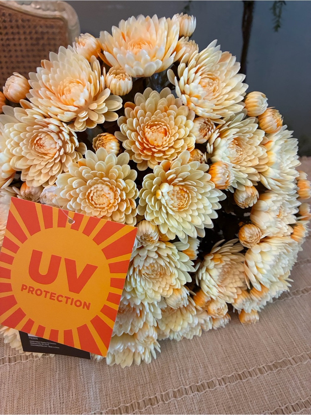 Faux Chrysanthemum Bouquet in Cream and Yellow